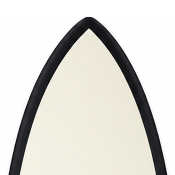 Discus 6’6 · White / Black softboard — deck nose detail