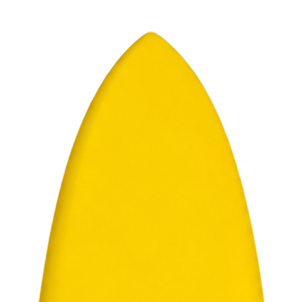 Glider 10’0 · Yellow / Black softboard — deck nose detail