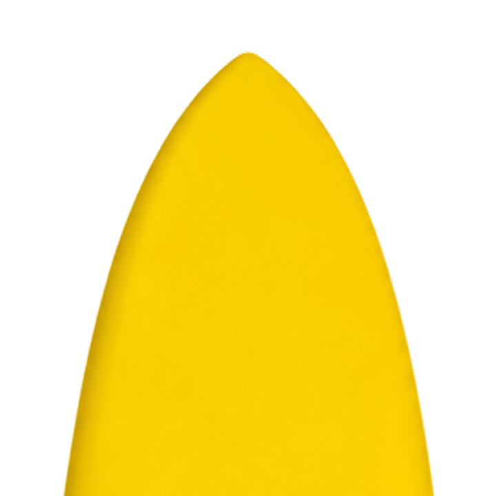 Glider 10’0 · Yellow / Black softboard — deck nose detail