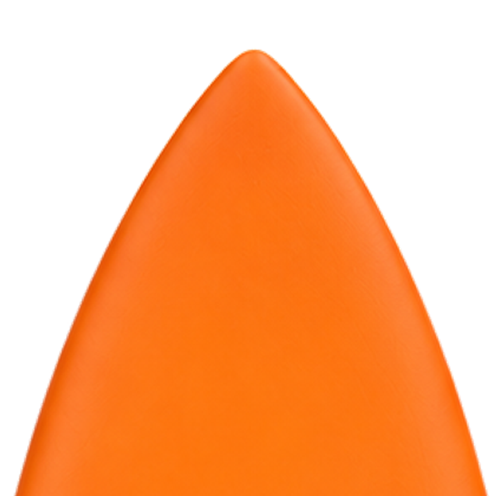 Shorty 5’4 · Orange softboard — deck nose detail