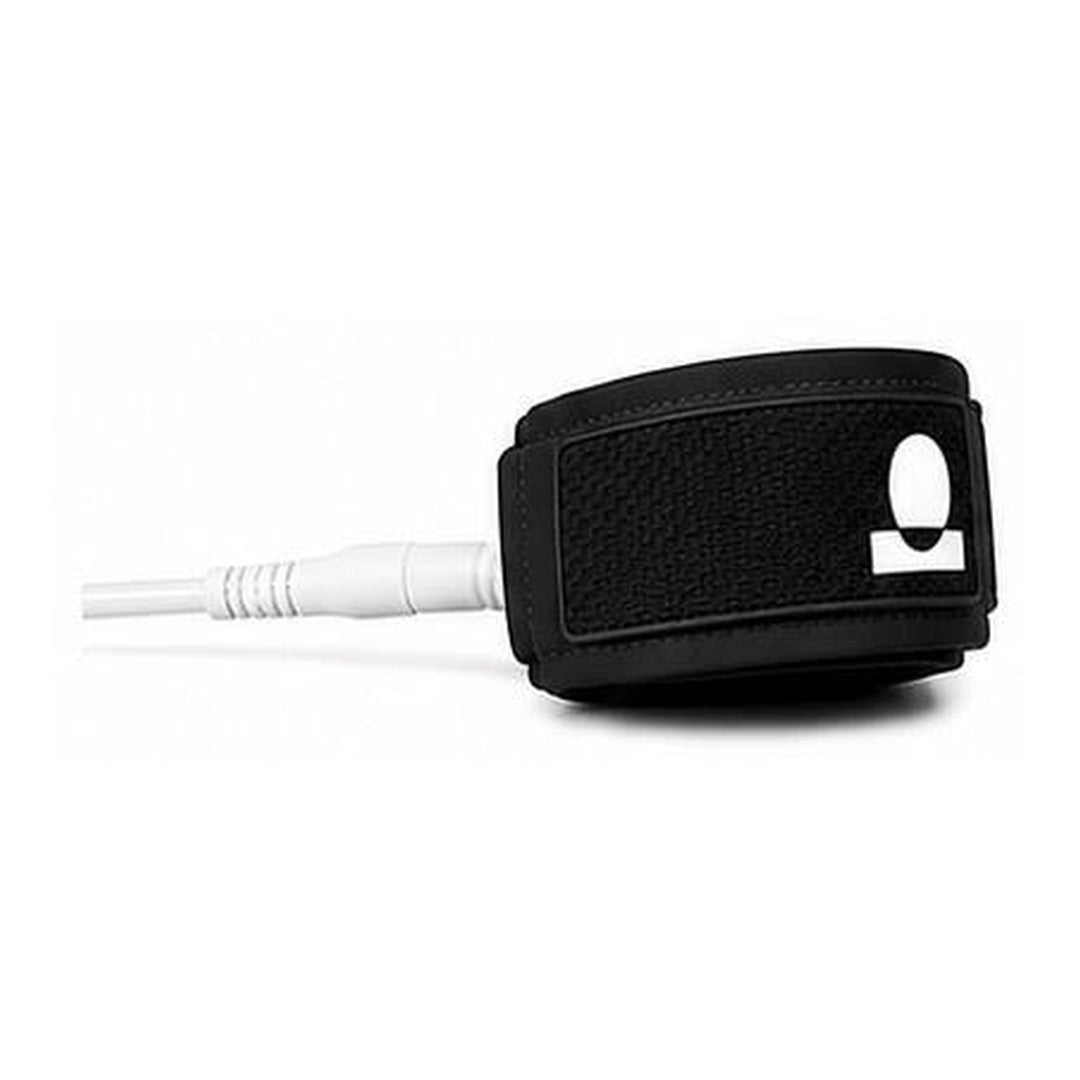 Summer vibes surfboard leash black with white logo and white cord