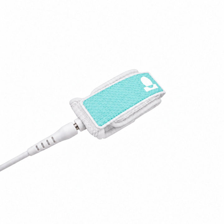 Summer vibes surfboard leash white with sky blue panel