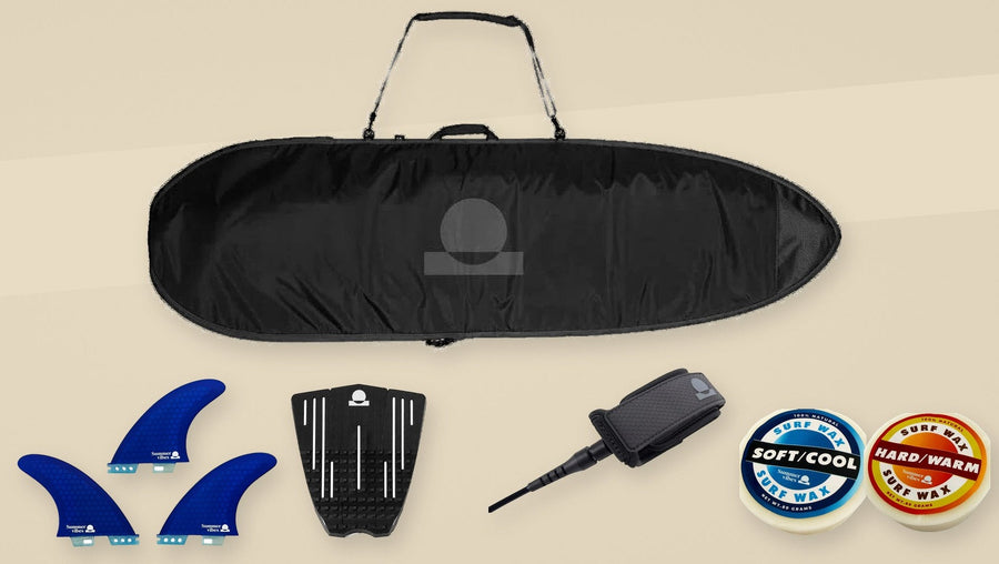 Summer vibes value pack – board bag, fins, traction, leash and wax