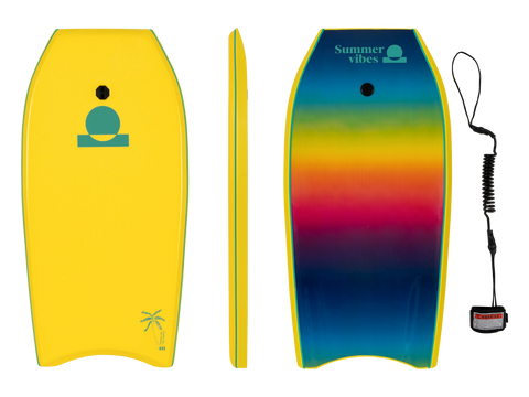 Summer vibes Sessions Bodyboard With Coil - Yellow Fade - Summer vibes